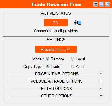 Switch it on — Panel running with an active provider
