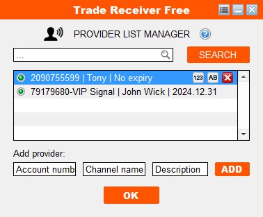 Connect to a provider — Provider List Manager
